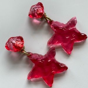 Fun, Authentic MOSCHINO Couture Pink Jelly Star Clip On Earrings !